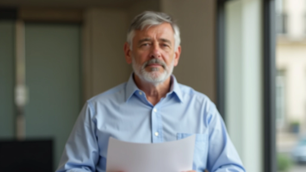 Personne tenant un document de retraite, expression concentrée, lumière naturelle